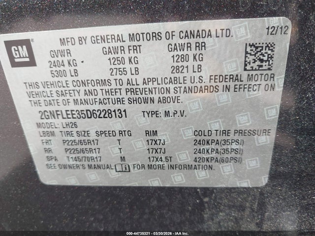 2013 Chevrolet Equinox 1lt მანქანა იყიდება აუქციონზე, vin: 2GNFLEE35D6228131, აუქციონის ნომერი: 44735321