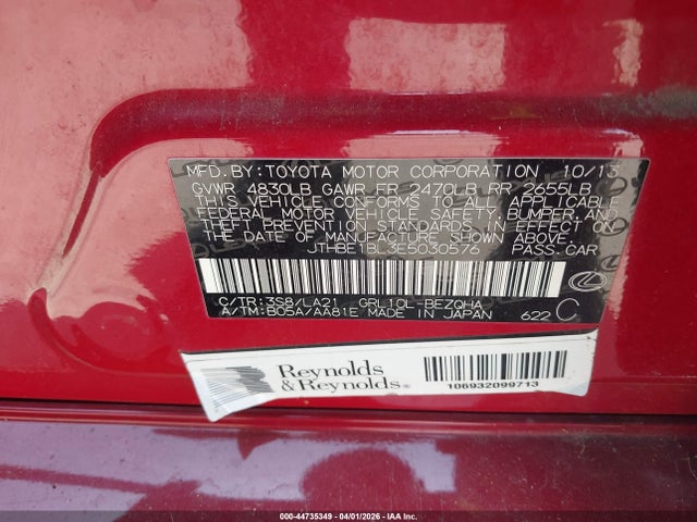 Продажа на аукционе авто 2014 Lexus Gs 350, vin: JTHBE1BL3E5030576, номер лота: 44735349