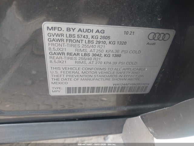 2022 AUDI SQ5 SPORTBACK WA124AFY8N2037674 Photo 8
