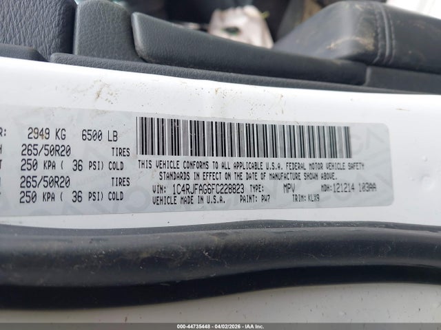 Продажа на аукционе авто 2015 Jeep Grand Cherokee Altitude, vin: 1C4RJFAG6FC228823, номер лота: 44735448