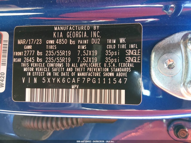 Продаж на аукціоні авто 2023 Kia Sportage X-line, vin: 5XYK6CAF7PG111547, номер лоту: 44735452