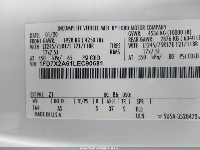 Ford F-250 Xl 2020 1FD7X2A61LEC90681 Image 9