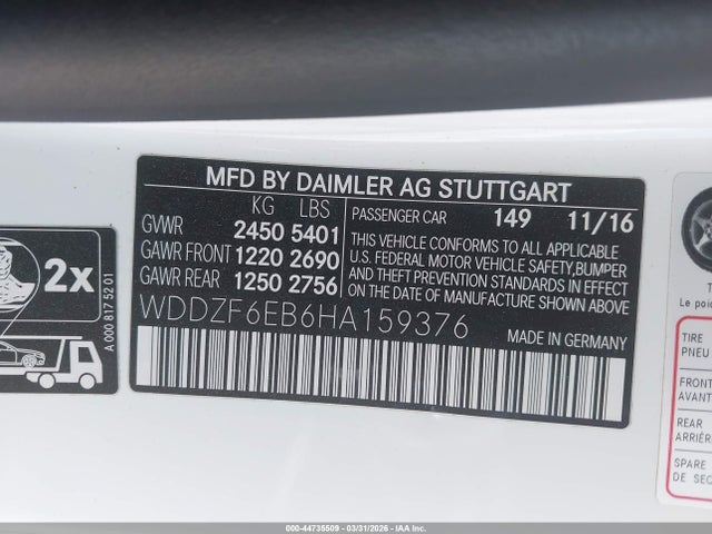 Продажа на аукционе авто 2017 Mercedes-benz Amg E 43 4matic, vin: WDDZF6EB6HA159376, номер лота: 44735509