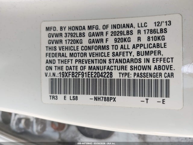 Honda Civic Ex-l 2014 19XFB2F91EE204228 Image 9