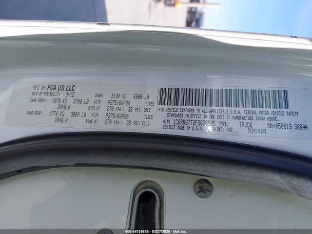 44735656 :رقم المزاد ، 1C6RR6TT2FS676525 vin ، 2015 Ram 1500 Big Horn مزاد بيع