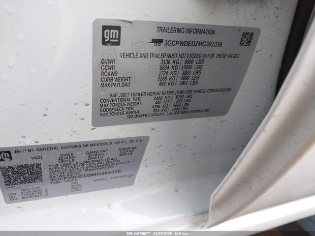 Продажа на аукционе авто 2021 Chevrolet Silverado 1500 2wd  Short Bed Rst, vin: 3GCPWDED2MG391038, номер лота: 44735677