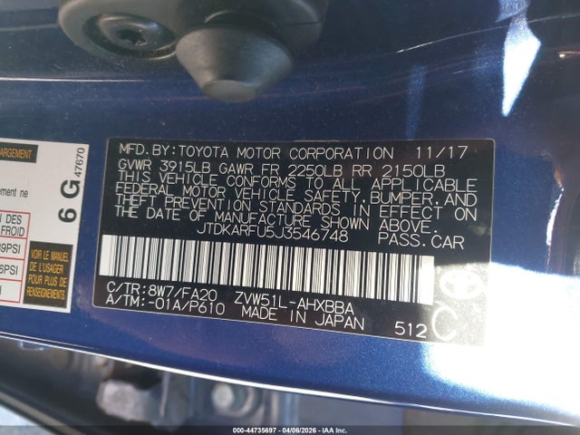 2018 TOYOTA PRIUS JTDKARFU5J3546748 Photo 8