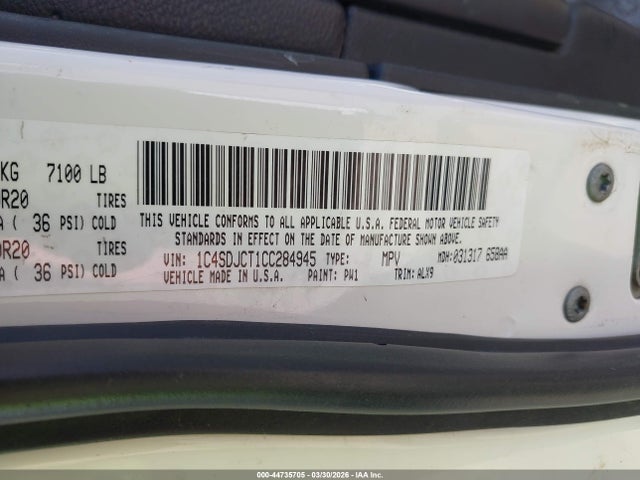 Продаж на аукціоні авто 2012 Dodge Durango R/t, vin: 1C4SDJCT1CC284945, номер лоту: 44735705