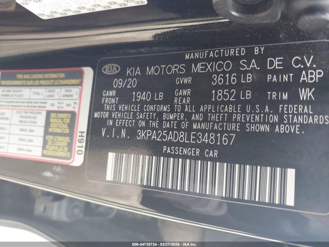 KIA Rio 5-door S 2020 3KPA25AD8LE348167 Image 9