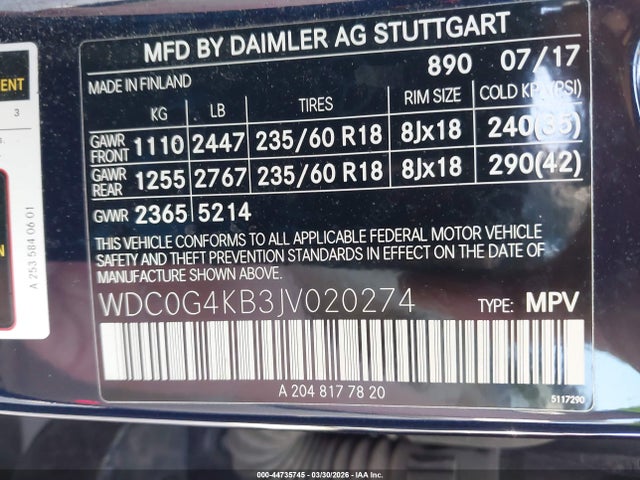Продажа на аукционе авто 2018 Mercedes-benz Glc 300 4matic, vin: WDC0G4KB3JV020274, номер лота: 44735745