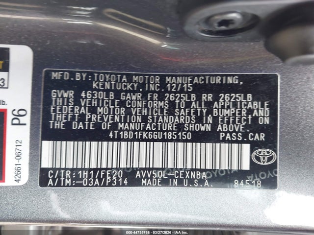 2016 TOYOTA CAMRY HYBRID 4T1BD1FK6GU185150 Photo 8