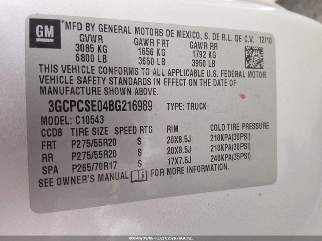 2011 CHEVROLET SILVERADO 1500 3GCPCSE04BG216989 Photo 8