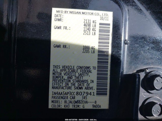 2012 NISSAN MAXIMA 1N4AA5AP3CC807941 Photo 8