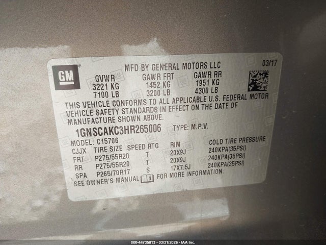 Chevrolet Tahoe Ls 2017 1GNSCAKC3HR265006 Image 9
