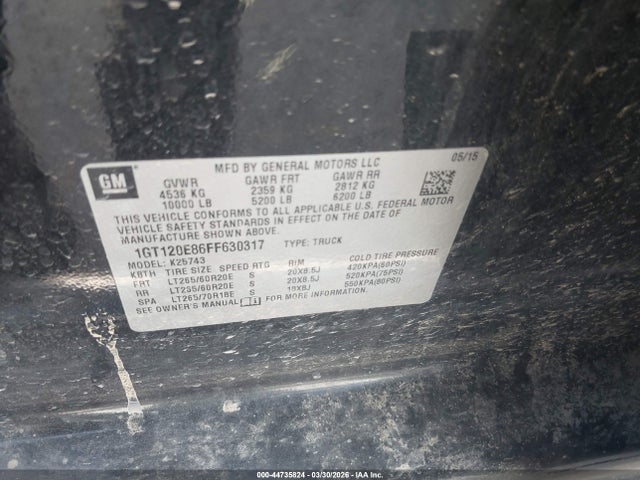 Продаж на аукціоні авто 2015 Gmc Sierra 2500hd Denali, vin: 1GT120E86FF630317, номер лоту: 44735824