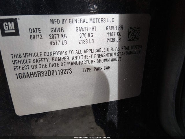 Продаж на аукціоні авто 2013 Cadillac Ats Luxury, vin: 1G6AH5R33D0119273, номер лоту: 44735961