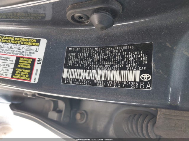 Auction sale of the 2016 Toyota Corolla S Plus, vin: 5YFBURHE0GP387991, lot number: 44735993