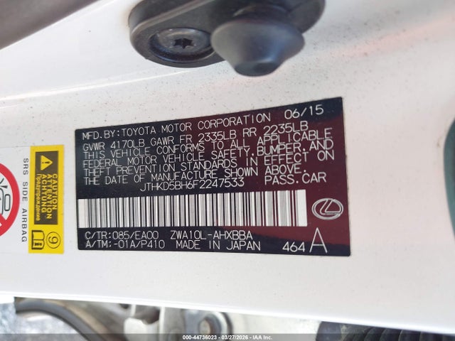 2015 LEXUS CT 200H JTHKD5BH6F2247533 Photo 8