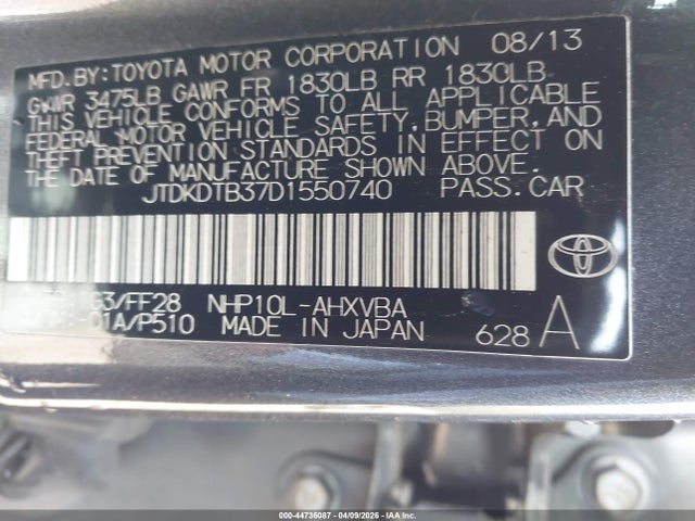 Продаж на аукціоні авто 2013 Toyota Prius C Two, vin: JTDKDTB37D1550740, номер лоту: 44736087