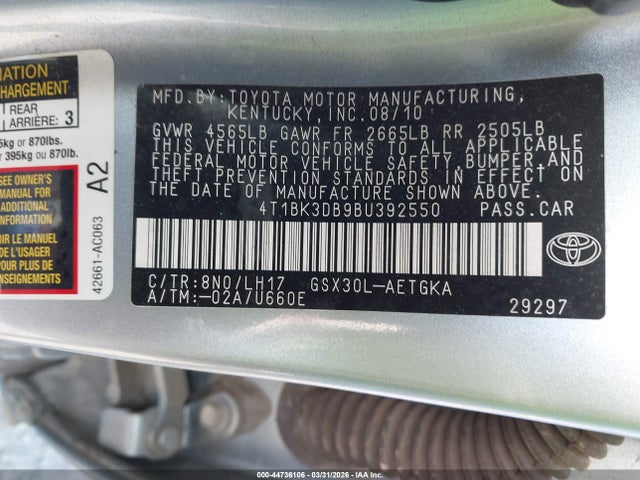 2011 TOYOTA AVALON 4T1BK3DB9BU392550 Photo 8