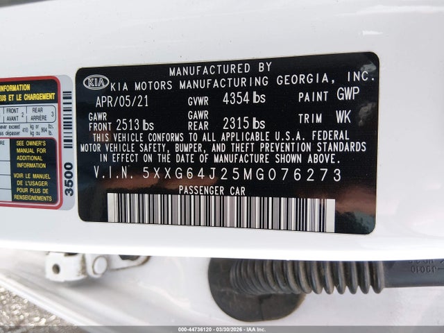 5XXG64J25MG076273 KIA K5 Gt-line
