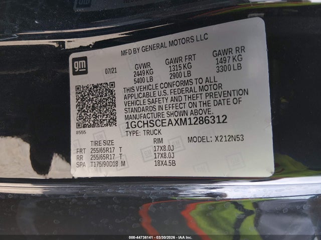 1GCHSCEAXM1286312 Chevrolet Colorado 2wd Long Box Lt