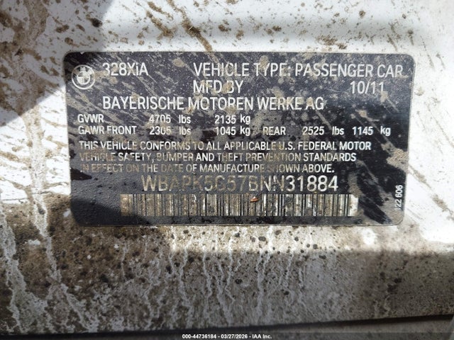 Продаж на аукціоні авто 2011 Bmw 328i Xdrive, vin: WBAPK5G57BNN31884, номер лоту: 44736184