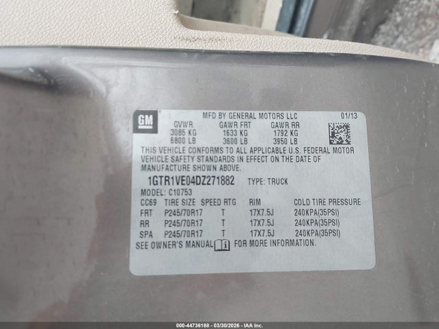 Aukcja sprzedaży 2013 Gmc Sierra 1500 Sle, vin: 1GTR1VE04DZ271882, numer aukcji: 44736188