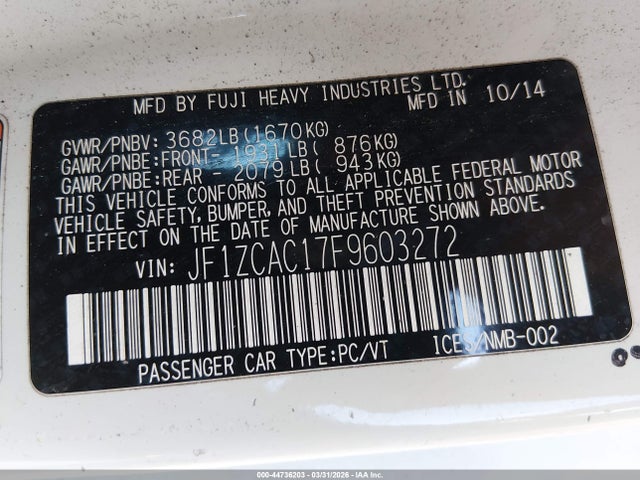 2015 SUBARU BRZ JF1ZCAC17F9603272 Photo 8