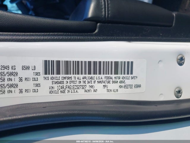 44736215 :رقم المزاد ، 1C4RJFAG1EC527327 vin ، 2014 Jeep Grand Cherokee Altitude مزاد بيع