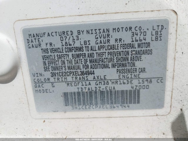 Nissan Versa Note Sv 2014 3N1CE2CPXEL364944 Image 9