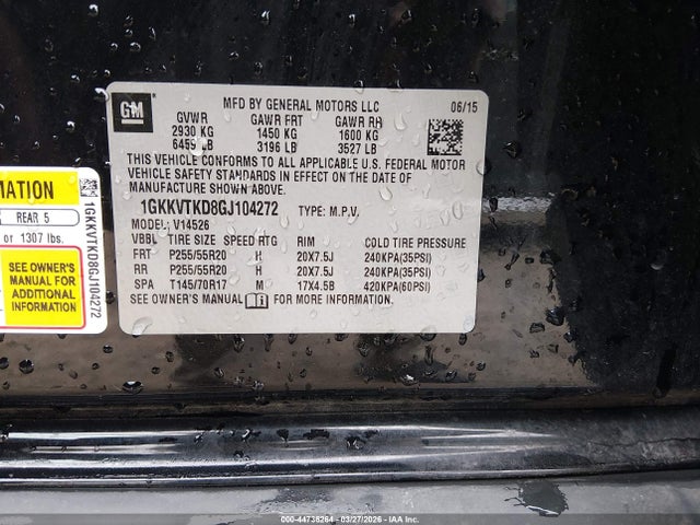 Aukcja sprzedaży 2016 Gmc Acadia Denali, vin: 1GKKVTKD8GJ104272, numer aukcji: 44736264