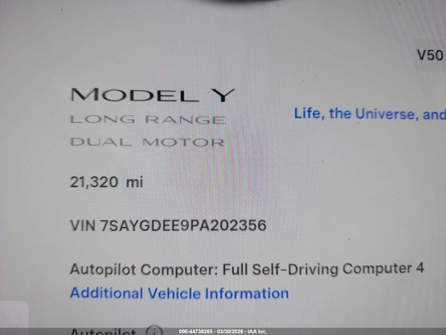 7SAYGDEE9PA202356 Tesla Model Y Awd/long Range Dual Motor All-wheel Drive