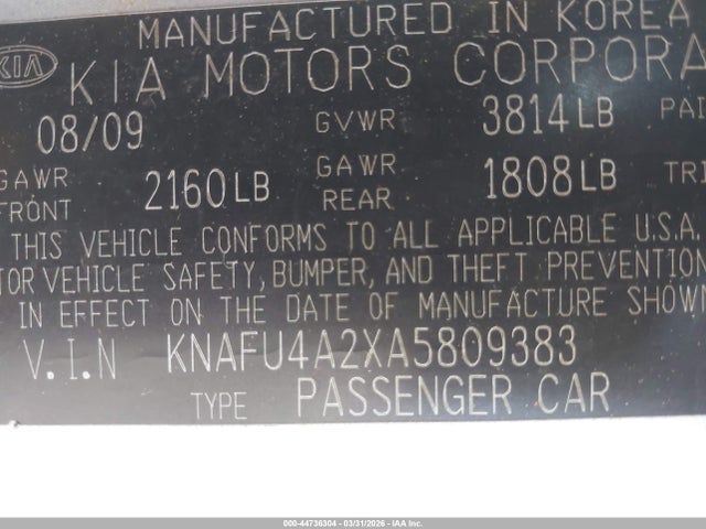 2010 KIA FORTE KNAFU4A2XA5809383 Photo 8