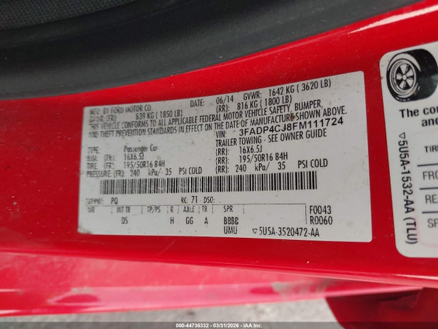 Ford Fiesta Titanium 2015 3FADP4CJ8FM111724 Image 12