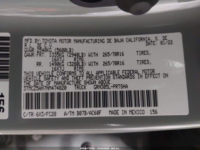 3TMCZ5AN7NM474820 Toyota Tacoma Sr5 V6