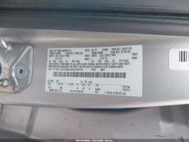 2017 FORD ESCAPE 1FMCU0GD6HUE74772 Photo 8