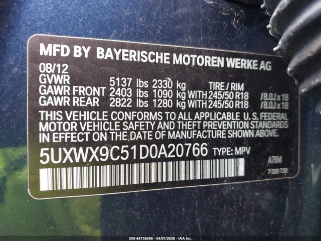 Aukcja sprzedaży 2013 Bmw X3 Xdrive28i, vin: 5UXWX9C51D0A20766, numer aukcji: 44736496