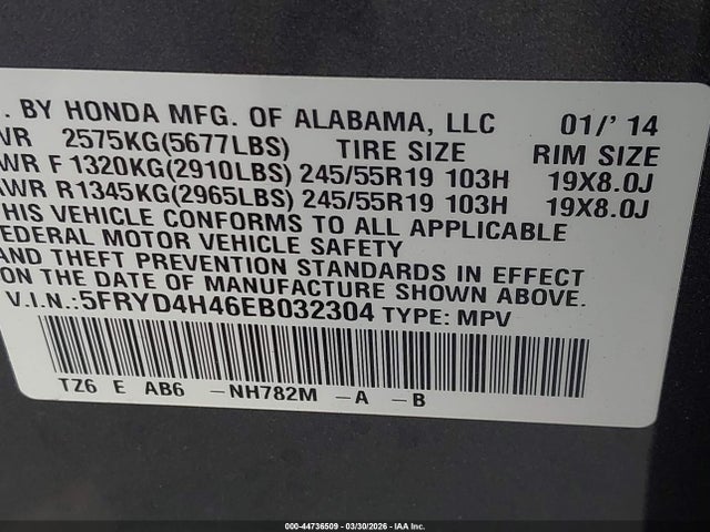 Продаж на аукціоні авто 2014 Acura Mdx Technology Package, vin: 5FRYD4H46EB032304, номер лоту: 44736509