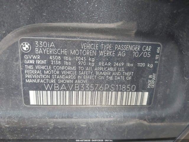 2006 BMW 330I WBAVB33576PS11850 Photo 8