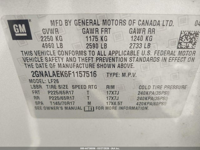 Chevrolet EQUINOX LS 2015 2GNALAEK6F1157516 Image 9