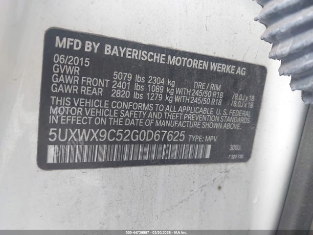 2016 BMW X3 5UXWX9C52G0D67625 Photo 8
