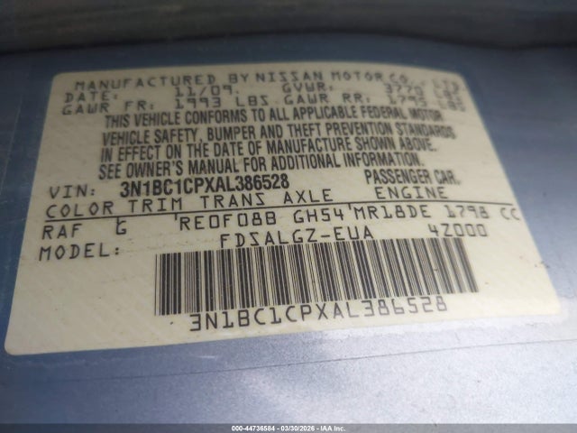 2010 NISSAN VERSA 3N1BC1CPXAL386528 Photo 8