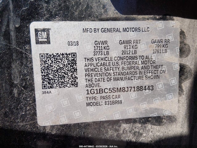 1G1BC5SM8J7188443 Chevrolet Cruze Ls Auto