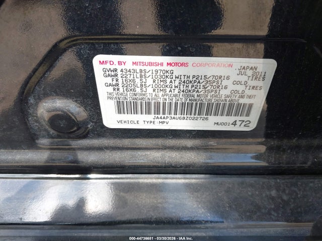 2011 MITSUBISHI OUTLANDER SPORT JA4AP3AU6BZ022726 Photo 8