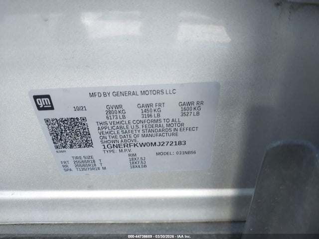 Продажа на аукционе авто 2021 Chevrolet Traverse Fwd Ls, vin: 1GNERFKW0MJ272183, номер лота: 44736689