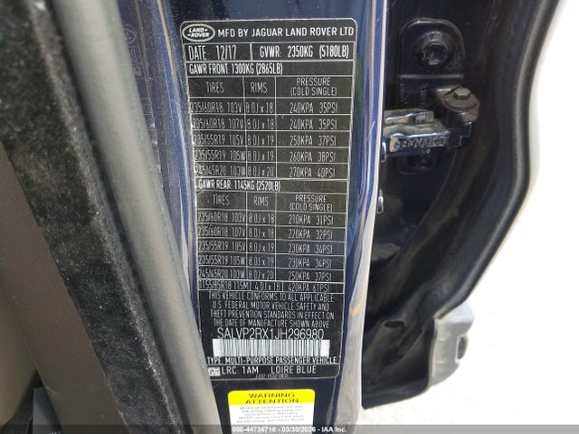 2018 LAND ROVER RANGE ROVER EVOQUE SALVP2RX1JH296980 Photo 8