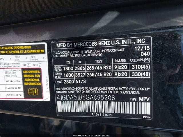 Продаж на аукціоні авто 2016 Mercedes-benz Gle 350, vin: 4JGDA5JB6GA695208, номер лоту: 44736752