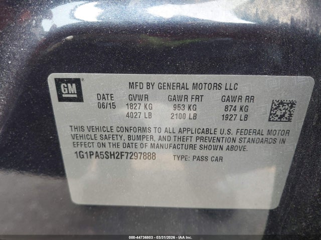 Chevrolet Cruze Ls Auto 2015 1G1PA5SH2F7297888 Image 9