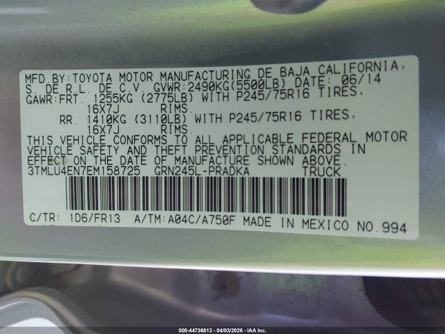 2014 TOYOTA TACOMA 3TMLU4EN7EM158725 Photo 8